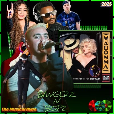 Madonna, Vogue [📷: Brent Faulkner / The Musical Hype; Sire Records Company; Bigshow Lamar Campton, Daniel Duarte, Eduardo López from Pexels; AcatXIo, djexpectations, OpenClipart-Vectors, Thai Zeo from Pixabay]